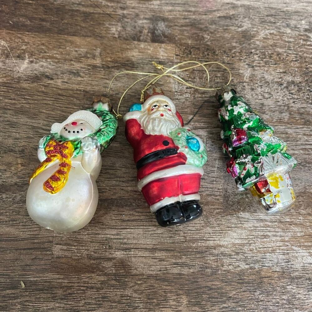 Christmas Ornaments Vintage blown glass set of 3